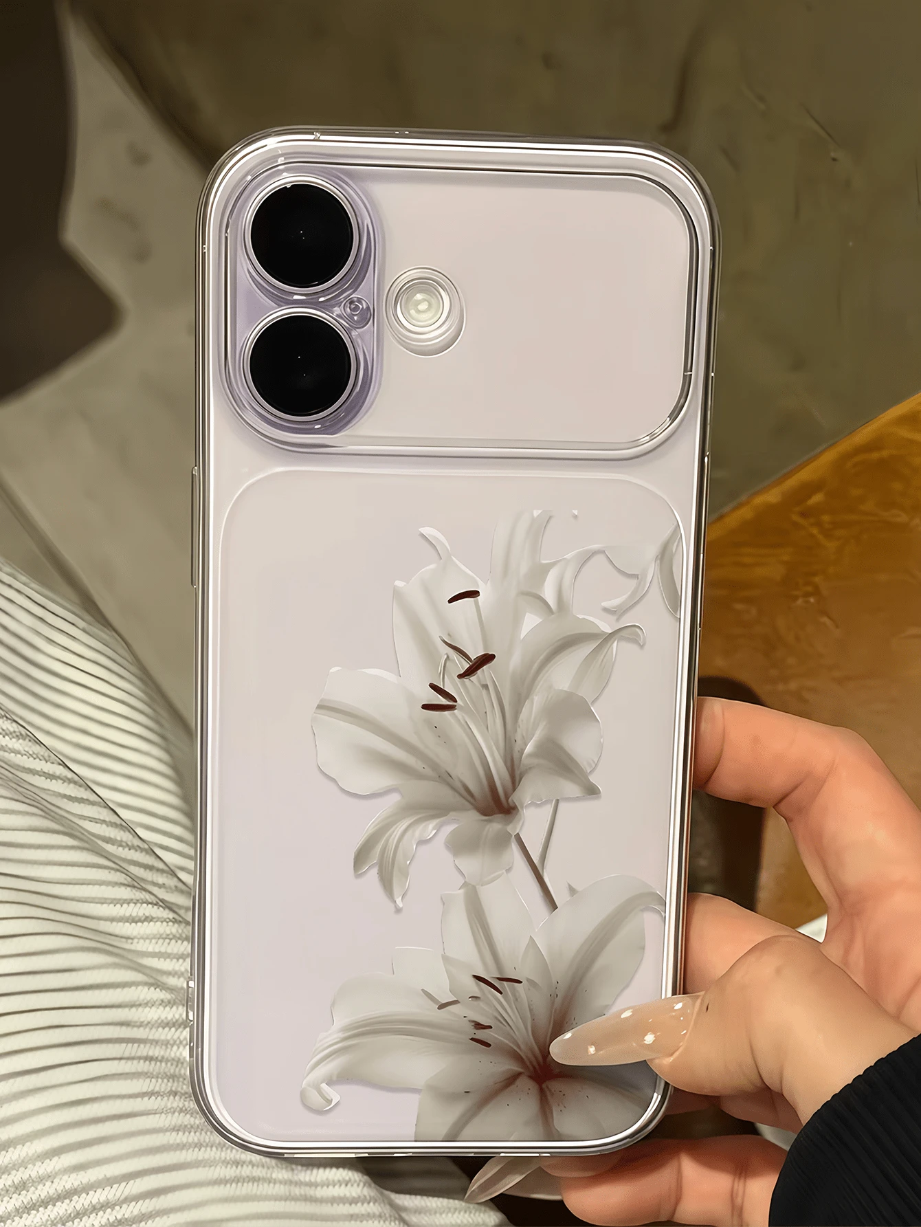 1件透明極簡百合花個性化軟 TPU 手機殼 全包覆防摔防污保護殼 相容 Apple 18 17 16 15 14 13 12 11 Pro Max Air - 彩色 - 查看 1