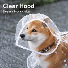 Transparent PU Material Dog Raincoat, Suitable For Small, Medium, Large Dog Breeds - Adjustable Rain Cape With Hood And Sun Visor, Snap Button And Hook And Loop Closure, Hand Washable, Outdoor Rain Gear For Wet Weather - White - View 6
