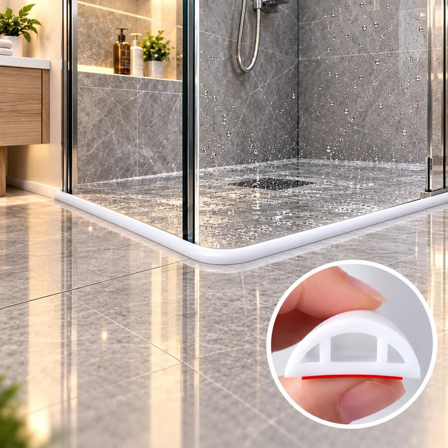 1pc 1m/39.37in Self Adhesive Water Barrier Strip, Floor Water Stopper, Splash Block For Shower Space, Bathroom, Kitchen And Wet Area, Room Water Separator To Block Splashing And Prevent Water Spread On Indoor Surfaces