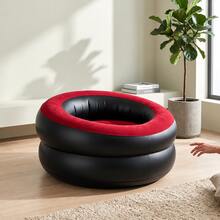 1pc Inflatable Round Sofa Chair, Flocked PVC Single Person Slouchy Bean Bag, Portable Folding Camping Stool, Outdoor Indoor Leisure Lounge Chair For Living Room - Multicolor - View 15