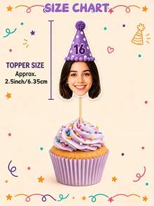 1/10/25/50/100/150pcs Customized Face Cupcake Toppers, Personalized ...