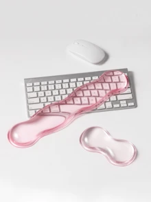 1 Set Pink Crystal Clear Wave Shape Wrist Rest Pad For Mouse Pad, Keyboard Palm Rest, Wist Support Cushion - Cool & Comfortable - View 5