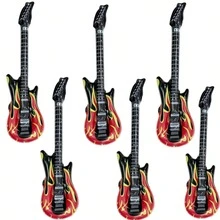 1/3/6pcs Inflatable Flame Guitar Photo Props, Inflatable Musical Instrument, 80s 90s Rock Party Decoration, Guitar Accessories, Vintage Party Supplies, For Concerts, Bachelor Parties, Birthday Parties, Weddings And Gatherings - One Size - View 12