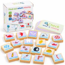 Montessori Wooden Matching Puzzle Game For Kids, Find What's Missing Educational Toy With 20 Cards & 20 Picture Tiles, Observation Focus Memory & Problem Solving Learning Game - Multicolor - View 10