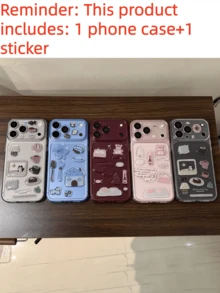DIY 貼紙手機殼 可愛熊、雪人、樹插圖貼紙 透明手機殼 相容 iPhone 18 Pro Max 18 Pro 17 Pro Max 17 Pro 17 16 Pro Max 16 Pro 16 15 Pro Max 15 Pro 15 14 Pro Max 14 Pro 13 Pro Max 12 Pro 12 11 女生創意貓耳透明防震保護殼 - 酒紅色 - 查看 6
