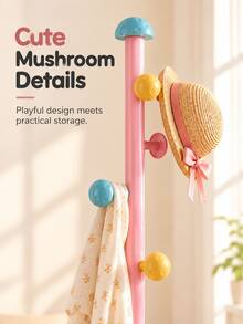1pc, Small Floor Standing Coat Rack, 65 Inch High Coat Rack, Cute Mushroom Shape Design, High Aesthetic Decorative Style, Eye-Catching Appearance, Strong Load-Bearing Capacity, Easy And Convenient Installation, Dormitory Coat Rack, Bedroom Coat Rack, Office Coat Rack, Yard Temporary Coat Rack, Multi-Functional Shelf, Floor Standing Rack, Space-Saving Storage Organization, Suitable For Different Life Stages, Birthday Gift, Graduation Gift, Anniversary Item, Christmas Gift, Halloween Decoration - View 10