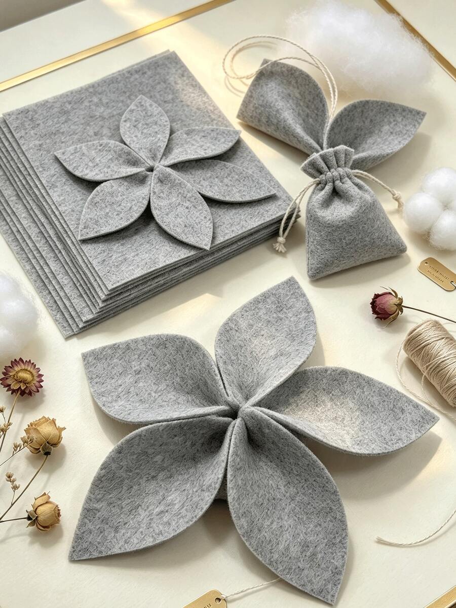 5/10/20/30pcs Felt Fabric, Pre-Cut Size 5.12x5.12 Inches, Approx. 1mm Thick, Stiff Material, Suitable For DIY Crafts, Card Making, Embroidery Backing, Home Decor - Felt Fabric - View 1