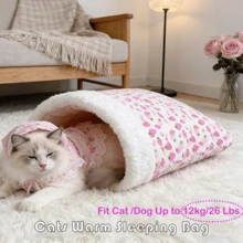 Comfortable & Warm Winter Cat Bed, Soft Plush Cat Sleeping Bag, Portable Cat Bed Suitable For Indoor Cats, 360° Enclosed Cat Hiding Bag Suitable For Cats And Small Dogs, Suitable For 8.82-17.64 Lbs Cats (Cute Pattern) - Multicolor - View 13