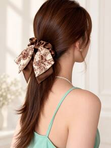 French Vintage Printed Ribbon Headband, Elegant Updo Hairband, Exquisite Ponytail Hair Tie, Versatile Hair Accessory. Christmas - Multicolor - View 10