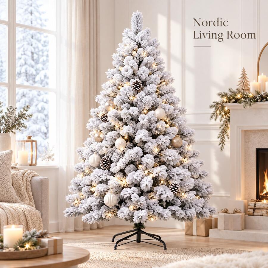 Pine Needle Snow Christmas Tree PET 120cm 150cm 180cm 210cm Holiday Decor - White - View 1