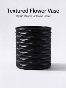 1pc Wavy Embossed Cylindrical Flower Pot, Matte Texture Decorative Vase, Modern Desktop Ornament, Suitable For Living Room, Bedroom, Office Shelf, Entryway, Modern Home Decor, Housewarming Gift - 1PC - View 15