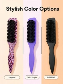 1pc Leopard Print Smooth Hair Comb, Fashionable And Portable, Suitable For Smoothing Frizzy Curly Hair; Anti-Static, Create Smooth Ponytail, Bun, Refine Hairline, Increase Hair Volume, Shape Hairstyle, Women's Hair Accessory - Multicolor - View 4