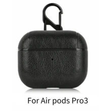 PU皮革 1/2/3/4/5、Pro 2、4 保護套，附防丟扣環，適用於 Apple 耳機（黑色） - 黑色 - 查看 14