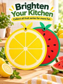 1pc PP Plastic Cutting Board With Lemon Pattern, Food Contact Fruit Cutting Board, Lightweight Durable Easy To Clean, Suitable For Watermelon, Lemon, Apple, Vegetable, Meat, Cheese, Bread And Other Ingredients, Flat Surface Convenient For Daily Meal Prep, Fresh And Beautiful Fruit Print Design, Combines Practicality And Decorative Sense, Suitable For Home Kitchen, Dorm, Apartment, Small Space, Camping, Picnic, RV, Outdoor Cooking And Other Scenarios - Multicolor - View 4