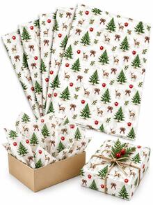 5/10/20pcs Christmas Tree Deer Snow Tissue Paper Christmas Decoration Gift Wrapping Decorative Filler - Multicolor - View 2