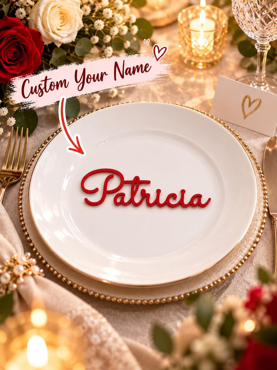 Personalized Wedding Place Cards, Custom Laser Cut Name Signs, Acrylic Guest Seating Decor For Wedding Reception, Unique Guest Keepsake, Elegant Table Setting, Bridal Party Favors - C-personalized Dinner Plate Name Tag - View 1