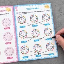 32-Page Children's Time-Telling Practice Book, Preschool Clock Recognition Workbook, Home & School Learning And Educational Support Tool, Children's Time Matching Math Activity Workbook - Pink - View 6