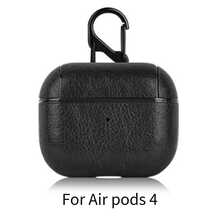PU皮革 1/2/3/4/5、Pro 2、4 保護套，附防丟扣環，適用於 Apple 耳機（黑色） - 黑色 - 查看 13