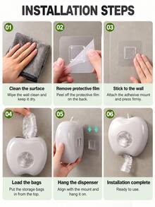 1pc Wall-Mounted Food Cling Film Dispenser, No-Drill Elastic Cling Film Storage Box, Transparent Window, Apple-Shaped Plastic Bag Storage Box, Kitchen Wall Use, Space-Saving For Pantry - Multiple Styles and Colors - View 4