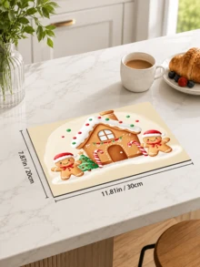 1pc Christmas House Snow Gingerbread Man Flower Kitchen Dish Drying Mat, Absorbent Dish Drying Pad, Coffee Machine Mat, Dishwashing Mat, Sink Mat, Kitchen Countertop Protector, Suitable For Cups, Plates, Tableware And Home Kitchen Decor - Multicolor - View 15