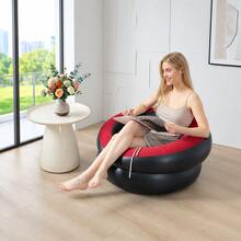 1pc Inflatable Round Sofa Chair, Flocked PVC Single Person Slouchy Bean Bag, Portable Folding Camping Stool, Outdoor Indoor Leisure Lounge Chair For Living Room - Multicolor - View 8