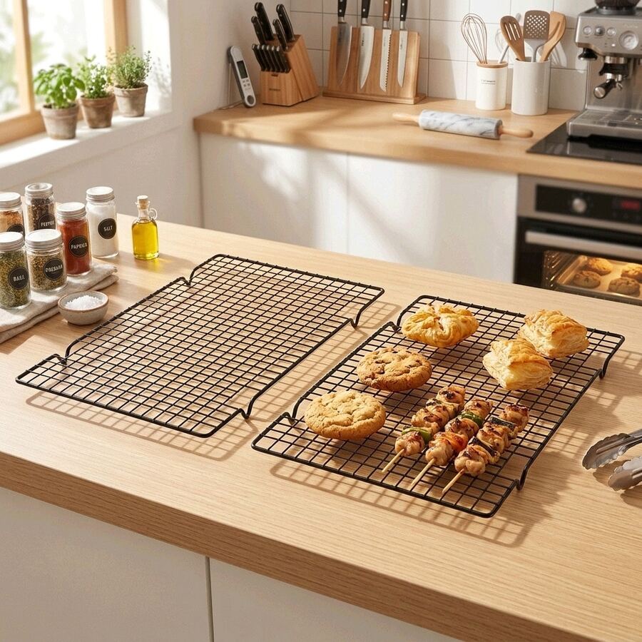 1pc Black Non-Stick Cooling Rack, Kitchen Baking Tool, Bread Cooling Rack, Cookie Food Cooling Rack - Black - View 1