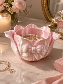 1pc 3D Printed Storage Tray Desktop Jewelry Box Luxury Style Makeup Vanity Decor, Cute Bow Design Ring Holder, Earring Rack, Bracelet Display Tray, Unique Valentine's Day Gift For Women And Girls, Suitable For Bedroom Vanity Decoration, Suitable For Storing Small Jewelry - Multicolor - View 14