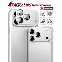 CASECOPS 4片裝銀色合金金屬相機鏡頭保護膜,相容 iPhone 18 Pro/18 Pro Max/17 Pro/17 Pro Max,9H 無縫貼合設計,防刮防指紋,全面防刮防撞,高清鏡頭還原原圖畫質 - 銀色 - 查看 2