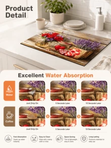 1pc Vintage Country Style Valentine's Day Romantic Heart-Shaped Absorbent Dish Drying Mat, Kitchen Sink Mat, Coffee Machine Mat, Dishwashing Mat, Countertop Protector, Suitable For Cups, Plates, Tableware And Home Kitchen Decor - Multicolor - View 8