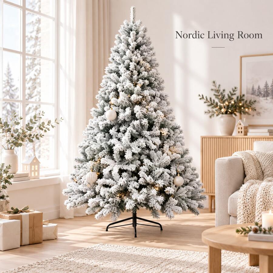 Snow Effect Christmas Tree PVC 120cm 150cm 180cm 210cm Holiday Decor - White - View 1