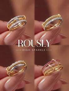 1 buah Anting Tiga Lapis Halus, Cocok untuk Wanita, Anting Kristal Elegan, Perhiasan Indah - MultiWarna - View 1