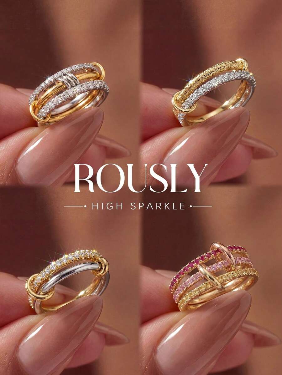 1 buah Anting Tiga Lapis Halus, Cocok untuk Wanita, Anting Kristal Elegan, Perhiasan Indah - MultiWarna - View 1