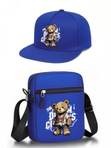 1pc/2pcs Hip Hop Bear Pattern Print Unisex Street Fashion Outdoor Sports Baseball Cap And Crossbody Bag, Adjustable, Gift For Yourself Or Friends - Multicolor - View 12