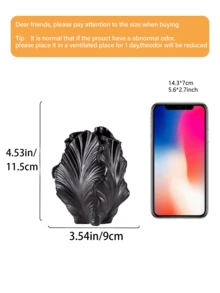 1PC Black Feather-Shaped Vase, Modern Decorative Flower Vase For Living Room, Bedroom, Entryway, Dining Table And Office Decor, Sculptural Tabletop Accent, Unique Housewarming Gift - A - View 9