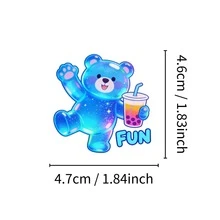 50pcs/Set Rainbow Gradient Gummy Bear Stickers, Aesthetic Cute Bear Decals For Notebook & Stationery Decor - Multicolor - View 4