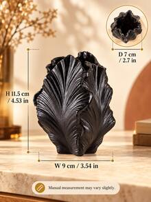 1PC Black Feather-Shaped Vase, Modern Decorative Flower Vase For Living Room, Bedroom, Entryway, Dining Table And Office Decor, Sculptural Tabletop Accent, Unique Housewarming Gift - A - View 7