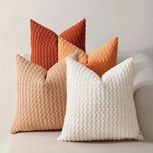 4 Stücke Boho-Kissenbezüge mit doppelseitigem Bubble-Design (Kissenfüllung nicht enthalten), weiche Kissenbezüge aus Cord, geeignet für Wohnzimmer, Sofa, Schlafzimmer, Feiertagsdekoration, als Geschenk. - Warmes Kastanienbraun - Übersicht 2