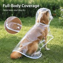 Transparent PU Material Dog Raincoat, Suitable For Small, Medium, Large Dog Breeds - Adjustable Rain Cape With Hood And Sun Visor, Snap Button And Hook And Loop Closure, Hand Washable, Outdoor Rain Gear For Wet Weather - White - View 3