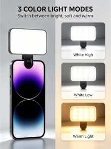DUONENG Lampu Pengisi LED Jepit Portabel, Cocok untuk Fotografi Aksi, Desain Ringkas, 3 Mode Pencahayaan, Kecerahan dan Sudut yang Dapat Diatur, Antarmuka USB, Cocok untuk Laptop/Ponsel/Tablet/Rapat Zoom/Riasan, Cocok untuk Selfie dan Siaran Langsung, Lampu Portabel - A - View 3
