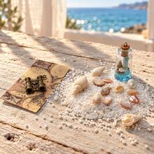 Coastal Travel Theme Miniature Ornament Set, Mini Drift Bottle, Telescope Model, Vintage Map And Shell Accessories, Ocean Style Micro Landscape Desktop Display Decoration - one-size - View 1