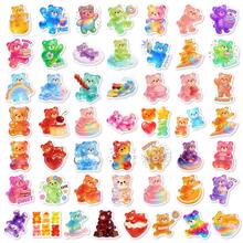 50pcs/Set Rainbow Gradient Gummy Bear Stickers, Aesthetic Cute Bear Decals For Notebook & Stationery Decor - Multicolor - View 3
