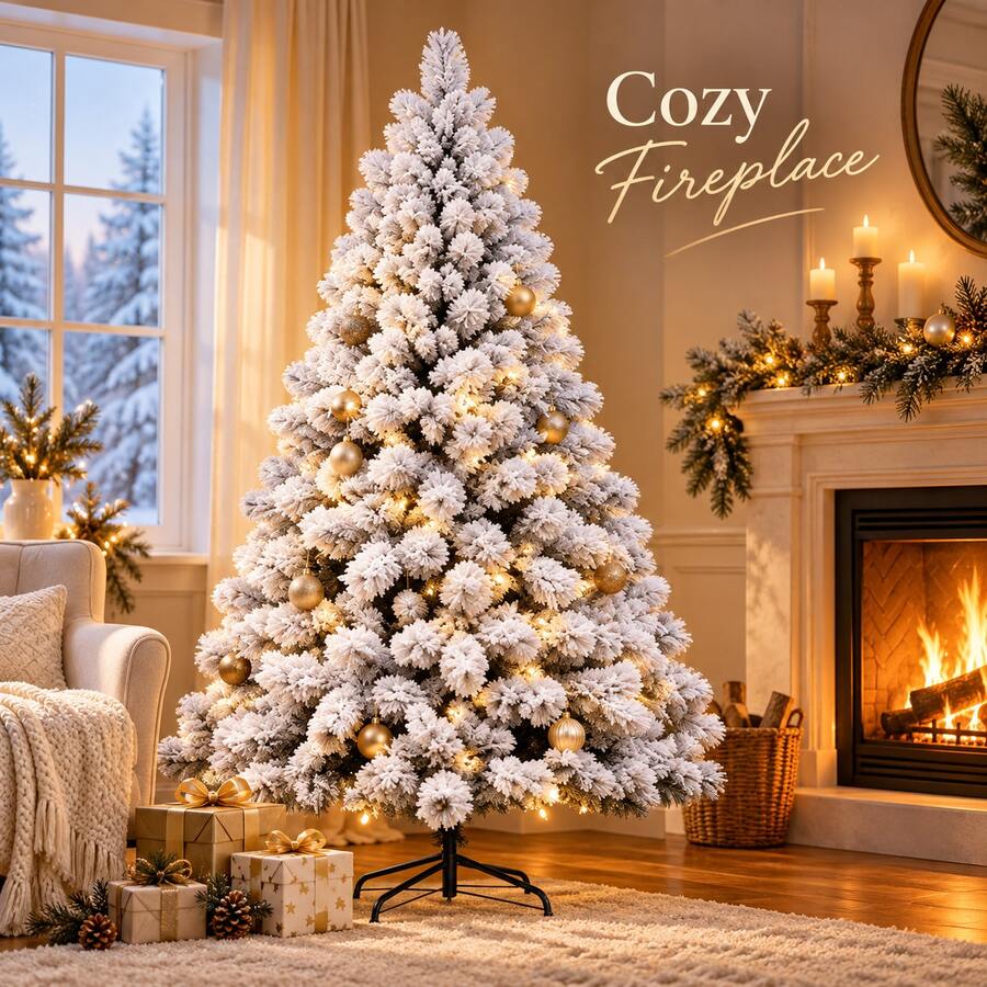 Snow Pine Needle Christmas Tree Multi Size 120cm 150cm 180cm 210cm - White - View 1