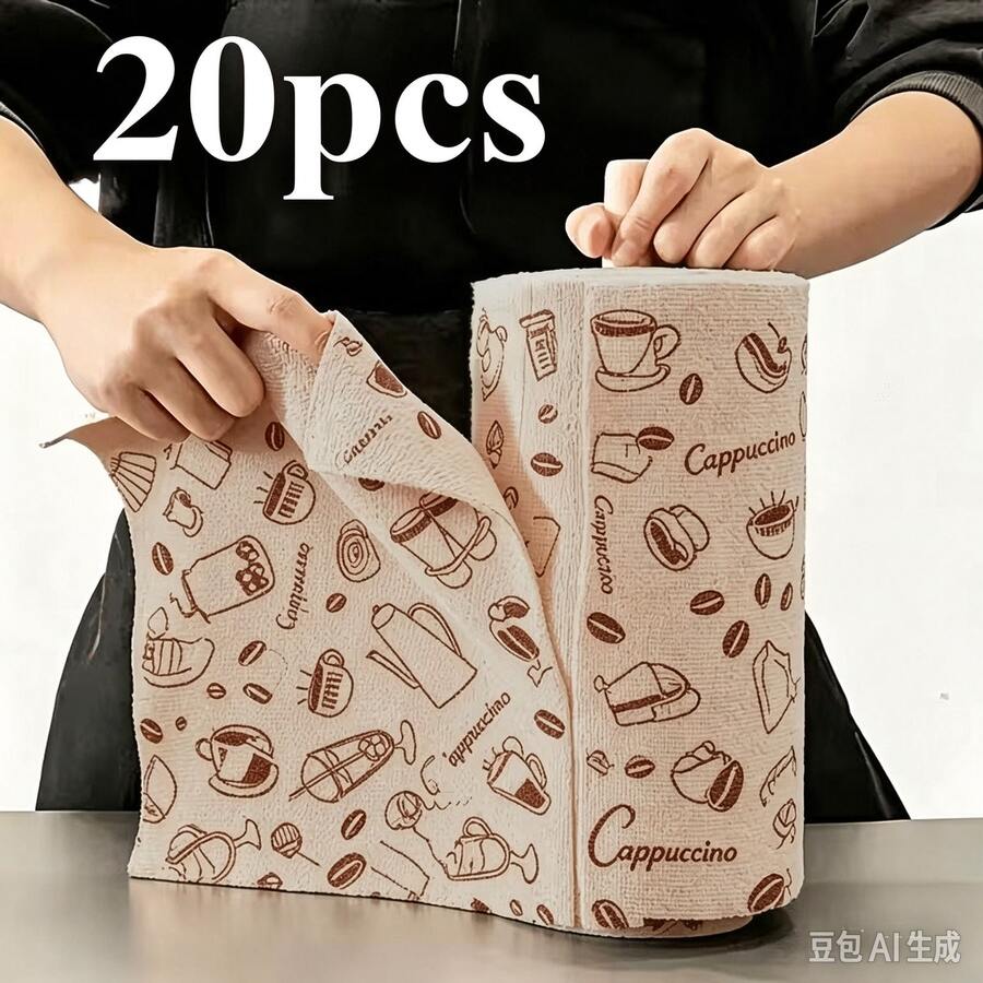 20pcs/Roll Cleaning Cloths. High Absorbency, Durable, Machine Washable, Multi-Functional Absorbent Tear-Off Cloths, Household, Kitchen Dish Cloth, Washable Wet & Dry Thickened, Space-Saving Modern Square Cloths, Tear-Off Household Kitchen Cleaning Cloths - Multicolor - View 1