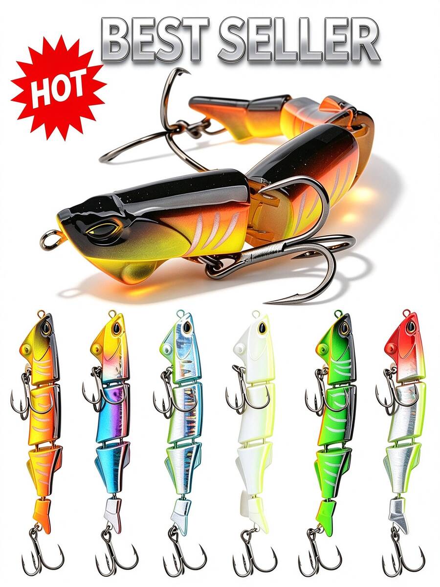4-Segment Multi Joint Swimbait,Sinking,Hard Lure,3D Eyes,Treble Hooks ...