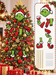 The Grinch The Grinch Christmas Tree Decorations, Fun Holiday Decor Set With Character Head, Arms And Legs Design, Creative Christmas Tree Topper, Suitable For Party Display, Holiday Seasonal Decor, Unique Gift Choice For Friends And Family - Multi-color - View 10
