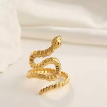 2pcs Fashionable Personalized Snake Wrap Open Rings, - Gold - View 4