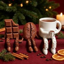 Adorno de Exhibición en Miniatura de Decoración Suave de Temporada | 1 pieza Modelo Exquisito Móvil con Tema de Café, Incluye Taza de Café, Granos de Café, Cafetera Moka, Forma Realista de Mini Chocolate, Adecuado para Cafetería, Sala de Estar, Dormitorio, Estudio, Bar, Exhibición en el Hogar, Modelo de Exhibición de Moda Creativa, Crea una Atmósfera Relajante y Sanadora, Vacaciones, Accesorio de Decoración de Escritorio del Hogar Diario - Multicolor - Ver 3