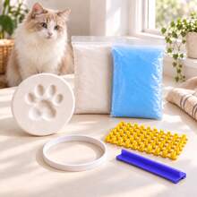 DIY Pet Paw Print Memorial Kit, Suitable For Dogs And Cats, White And Blue Clay With Letter Stamps And Round Molds, Pet Memorial Gift - 5 Pcs - View 2