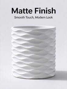 1pc Wavy Embossed Cylindrical Flower Pot, Matte Texture Decorative Vase, Modern Desktop Ornament, Suitable For Living Room, Bedroom, Office Shelf, Entryway, Modern Home Decor, Housewarming Gift - 1PC - View 10
