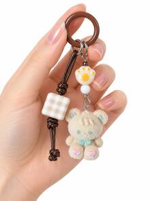 XD Móc treo mặt thỏ gấu cún phủ nhung - phụ kiện trang trí túi/máy ảnh dễ thương đa năng, móc khóa tối giản, dây đeo điện thoại và phụ kiện máy ảnh CCD, phù hợp làm quà tặng lễ tết - Nhiều màu - Xem 7